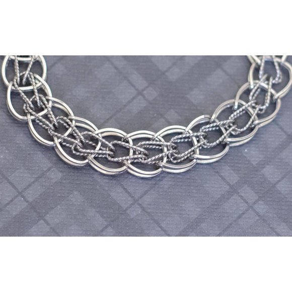 7 inch, Vintage Sterling Silver Intricate Chains Unique Bracelet, G48 - Picture 2 of 3
